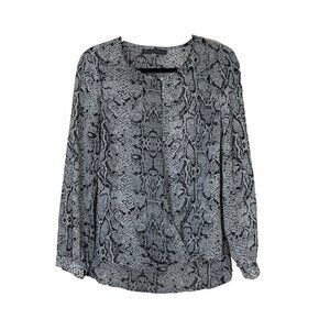 Rose & Olive Women's Size Medium Gray Black Animal Snake Print High Low Blouse
